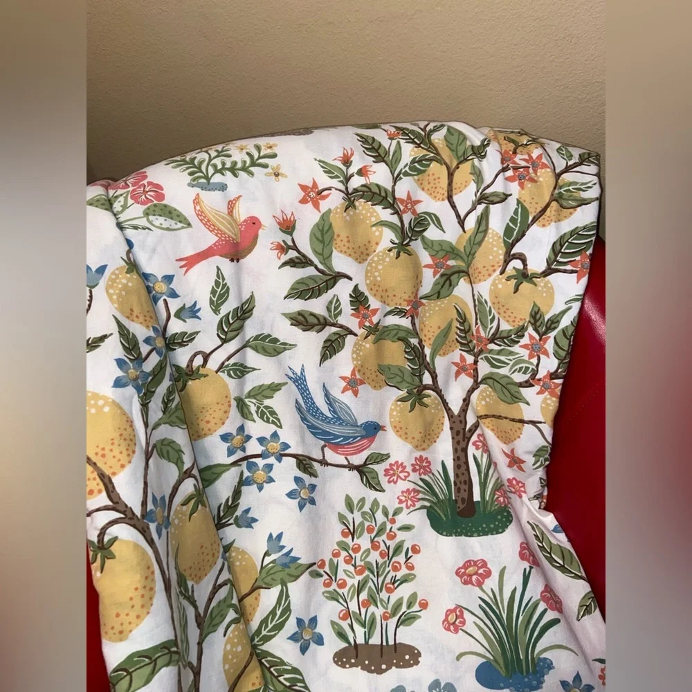RARE Pottery Barn Jocelyn Lemons & Birds Floral Duvet Cover KING Botanical Tree